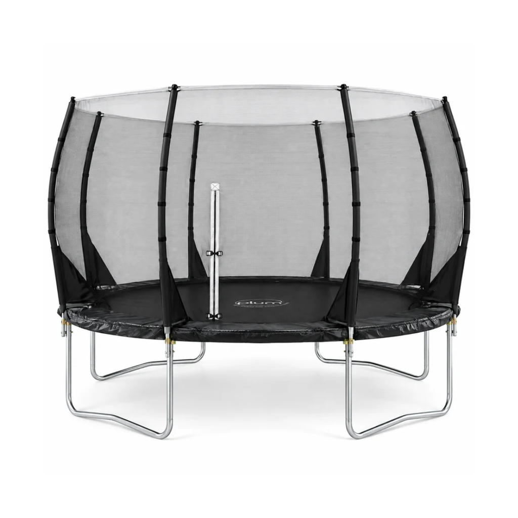 Plum Magnitude 12ft Trampoline with 3G Safety Enclosure | Black Outdoor Trampoline