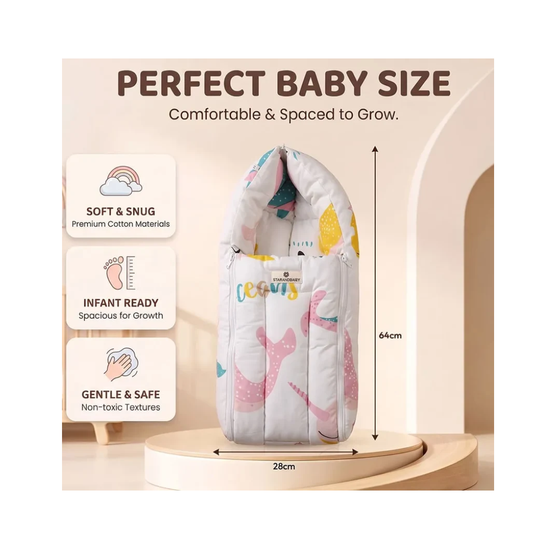 StarAndDaisy 3-in-1 Baby Sleeping Bag, Lounger & Baby Bed – 0–6 Months, Ocean Print