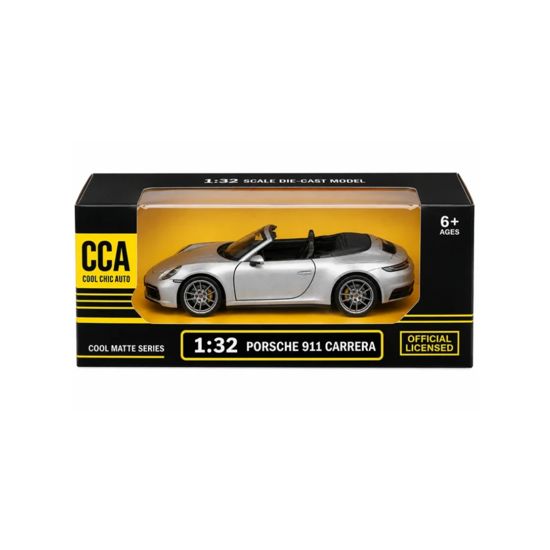CCA Porsche 911 Carrera Convertible 1:32 Official Licensed Die-Cast Car – Silver