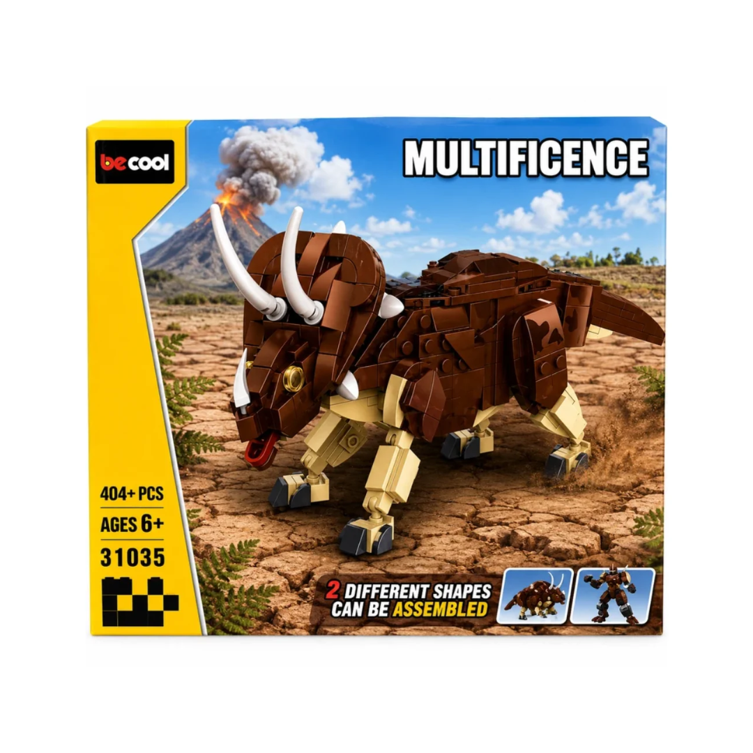 Multificence 2-in-1 Triceratops Dinosaur & Robot Building Blocks Set – 404+ Pcs