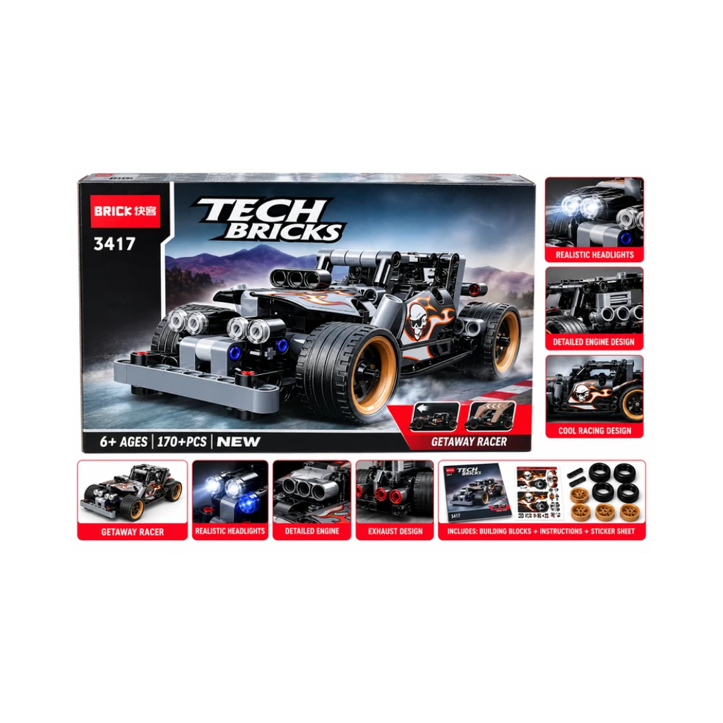 Tech Bricks 3417 Getaway Racer Building Blocks Set – 170+ Pcs