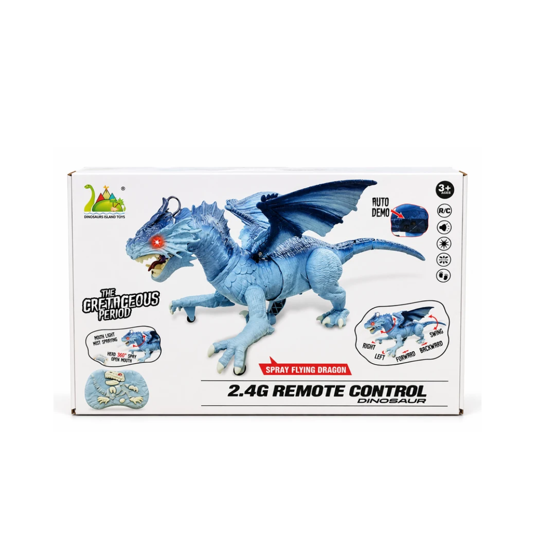 2.4G Remote Control Flying Dragon Dinosaur Toy with Spray Mist, Lights & Sound Assorted Color