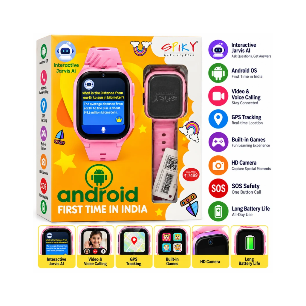 Spiky Chimera Kids Android Smartwatch | Jarvis AI, Video Calling & GPS – Pink