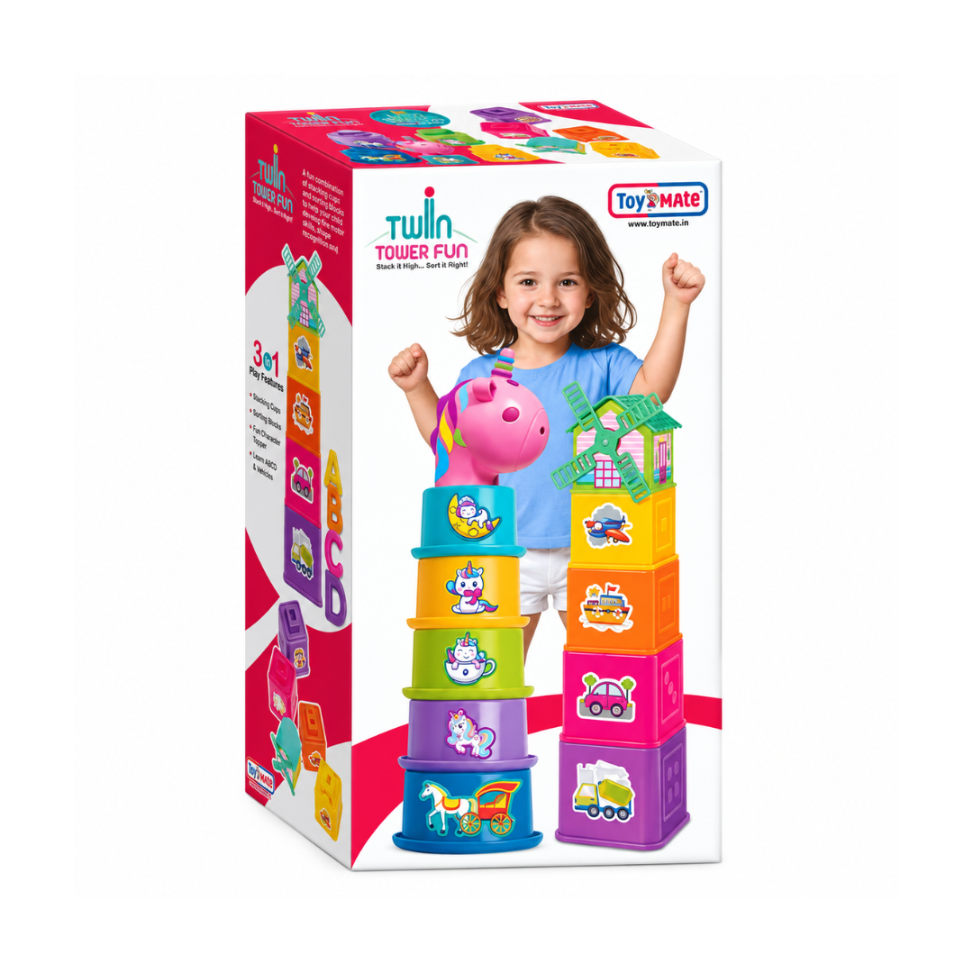 Toymate Twin Tower Fun- Stack it Highâ€¦ Sort it Right!