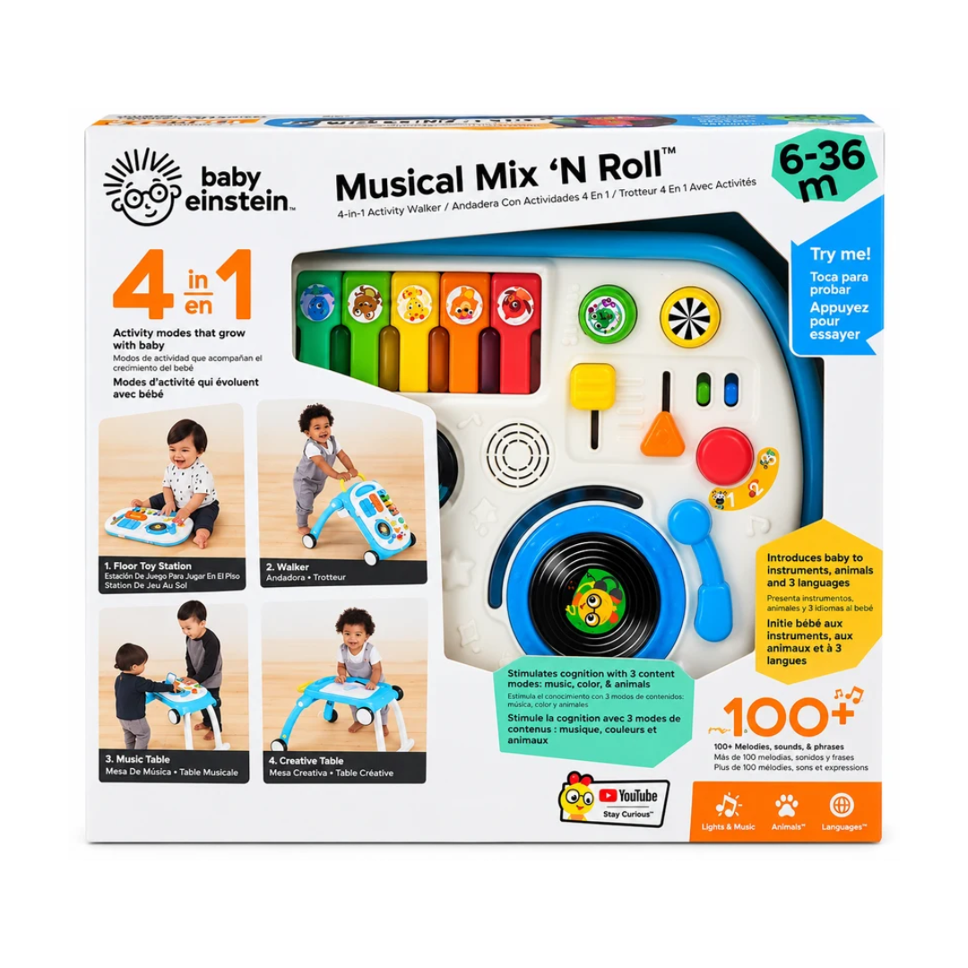 Baby Einstein Musical Mix ‘N Roll 4-in-1 Activity Walker & Music Table 6–36 Months