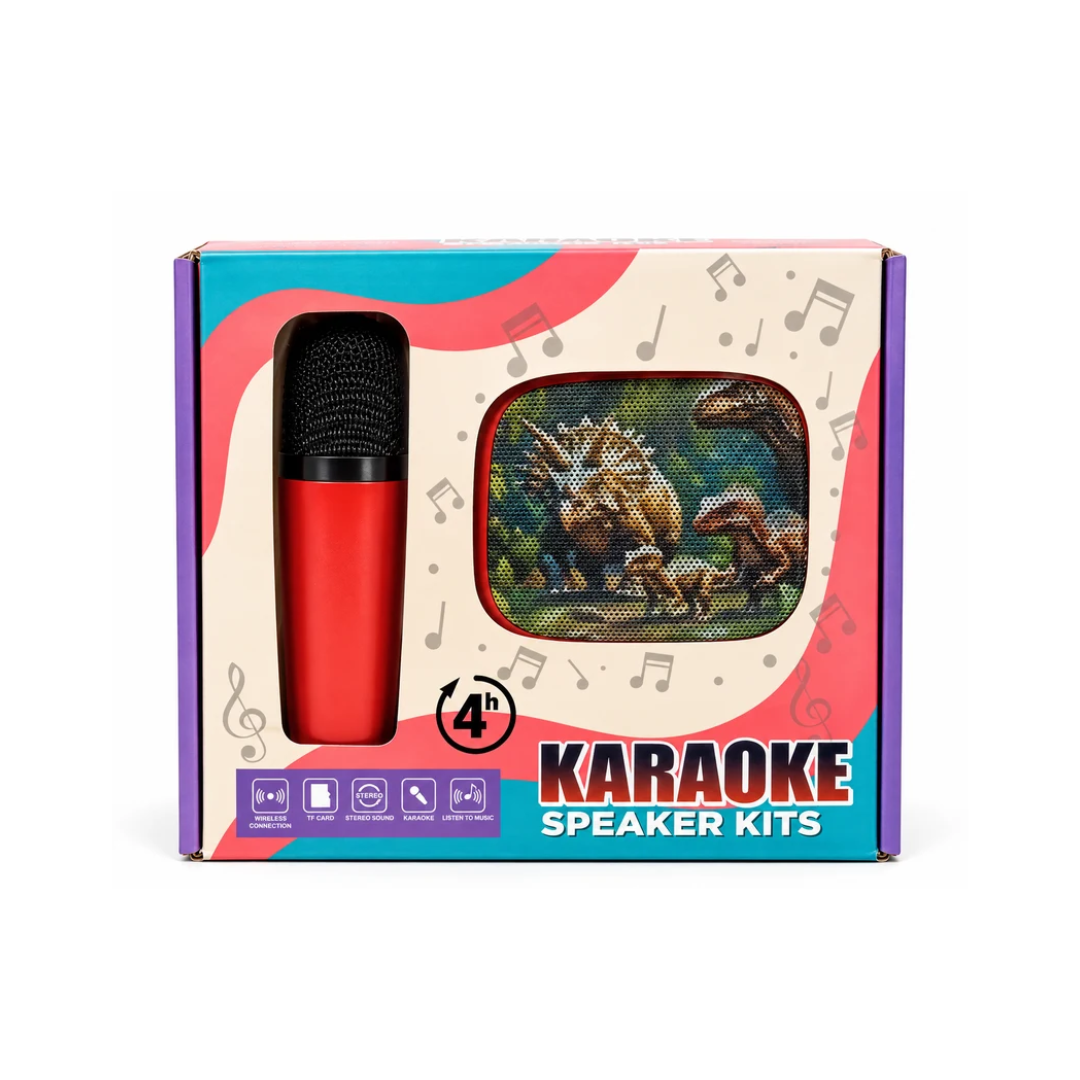 Karaoke Speaker Kit with Wireless Microphone, Bluetooth Connectivity, TF Card Support & Stereo Sound for Kids