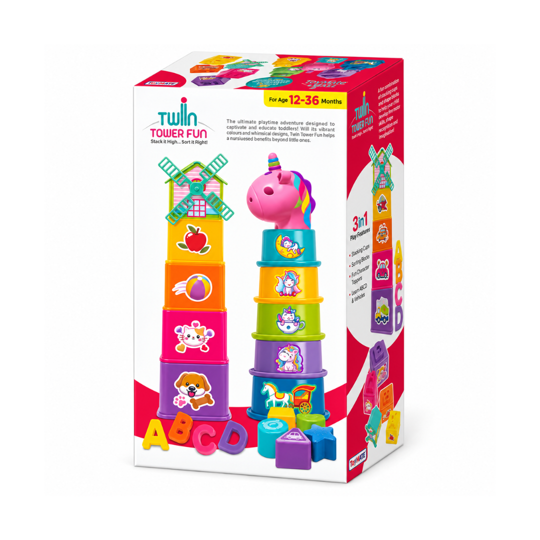 Toymate Twin Tower Fun- Stack it Highâ€¦ Sort it Right!