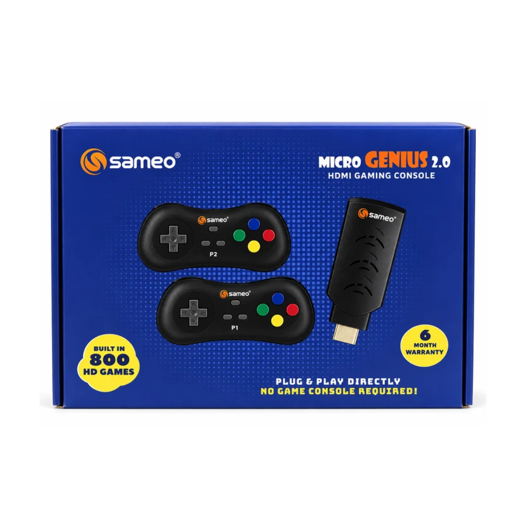 Sameo Micro Genius 2.0 HDMI Gaming Console – 800 Built-in HD Games Dual Controllers