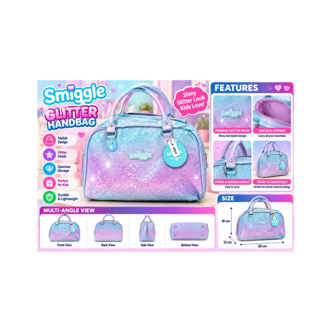 Smiggle Travel Duffel Bag | Kids Weekender Bag with Adjustable Shoulder Strap & 43cm Large Capacity