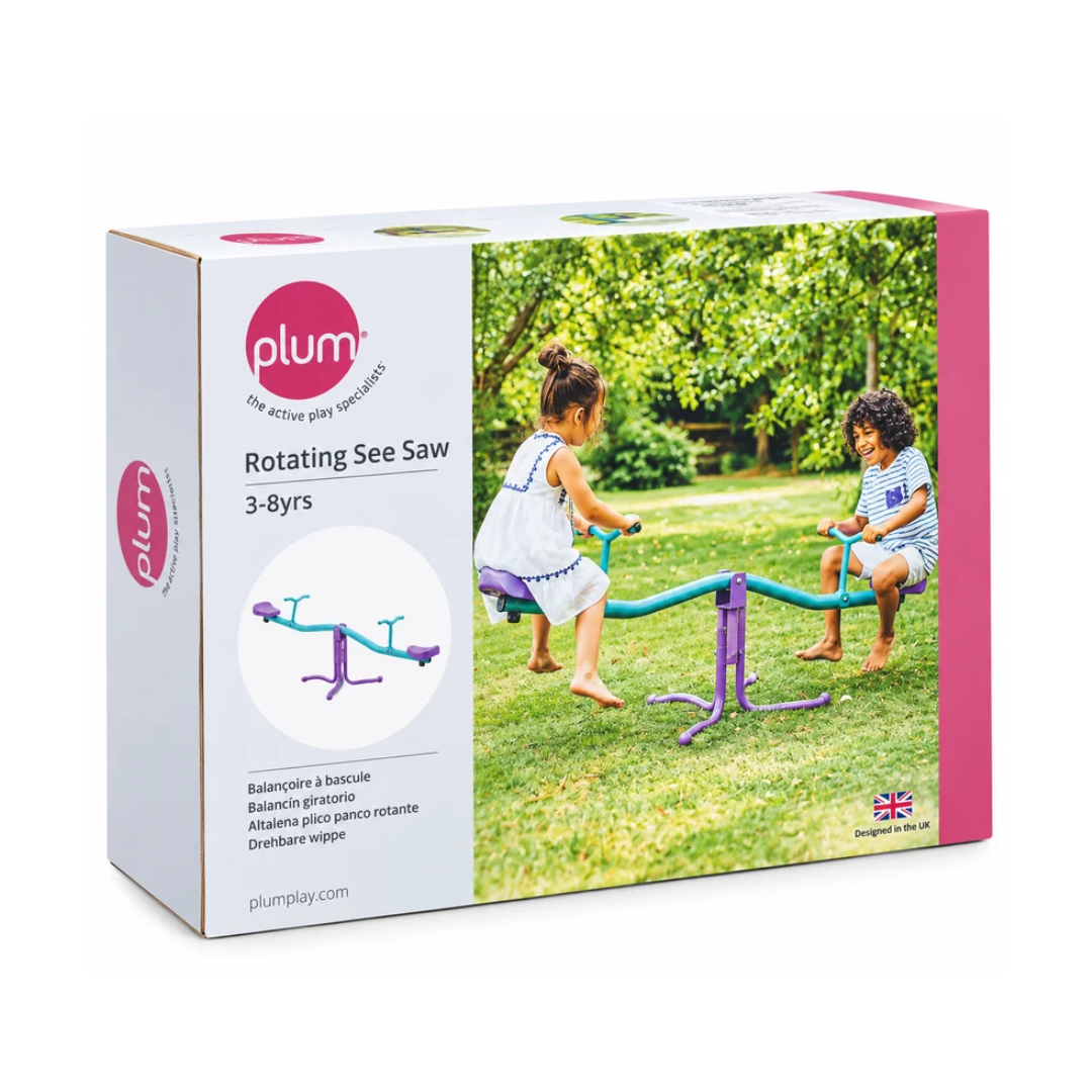Plum Products Rotating Metal See Saw for Kids 3+ Years – 360° Spin, Blue & Purple