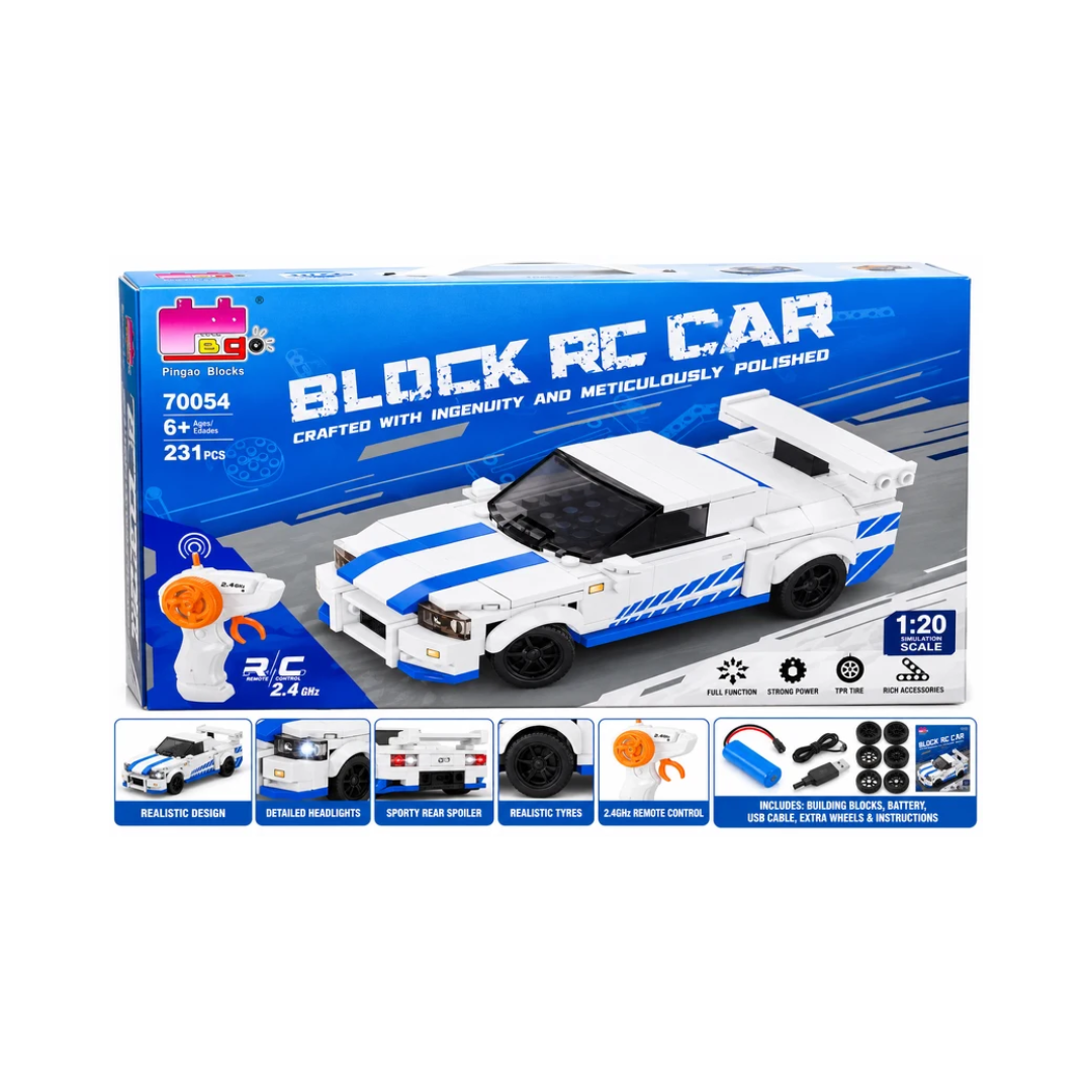 Pingao Blocks 70054 Block RC Car Building Set – 231 Pcs, 2.4GHz Remote Control