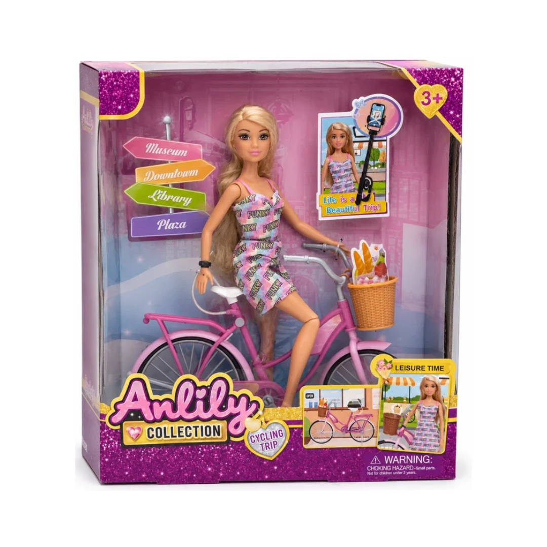 Anlily Doll Cycling Trip Set – Fashion Doll with Bicycle & Accessories 3+ Years