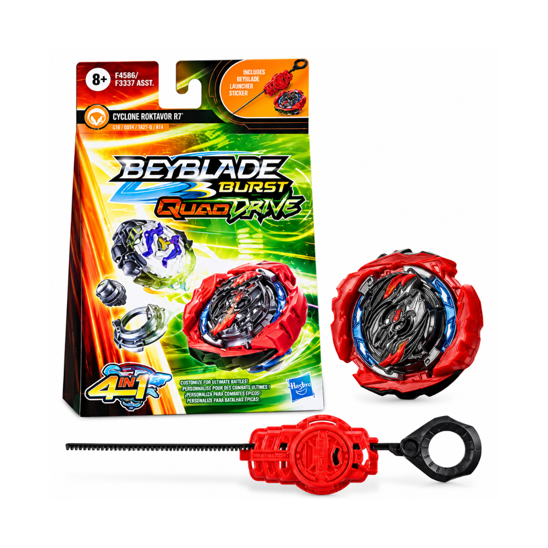 Hasbro Burst QuadDrive Cyclone Roktavor R7 - Stamina/Defense Type - Beyblade Spinning Top