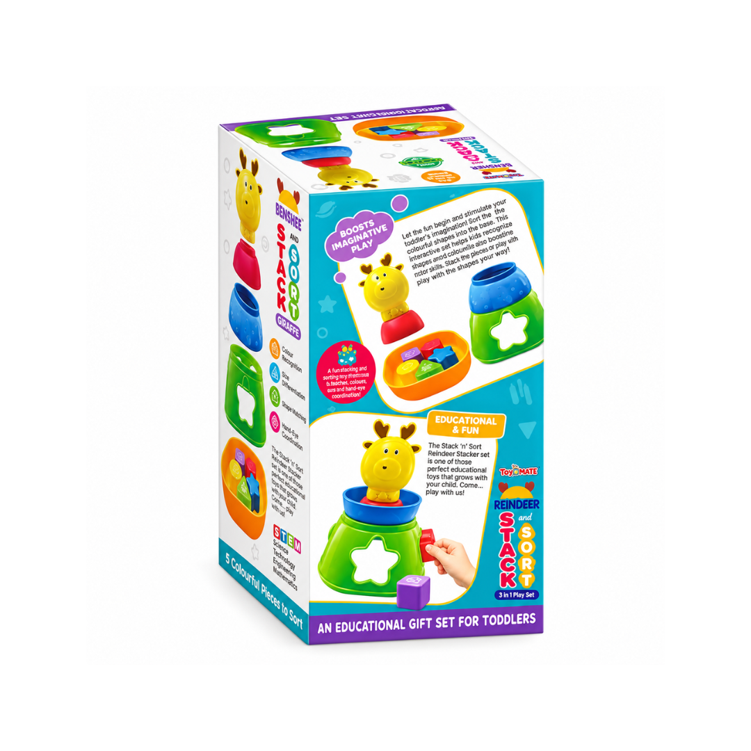 ToyMate Reindeer Stack-N-Sort 2 In 1 Play Set