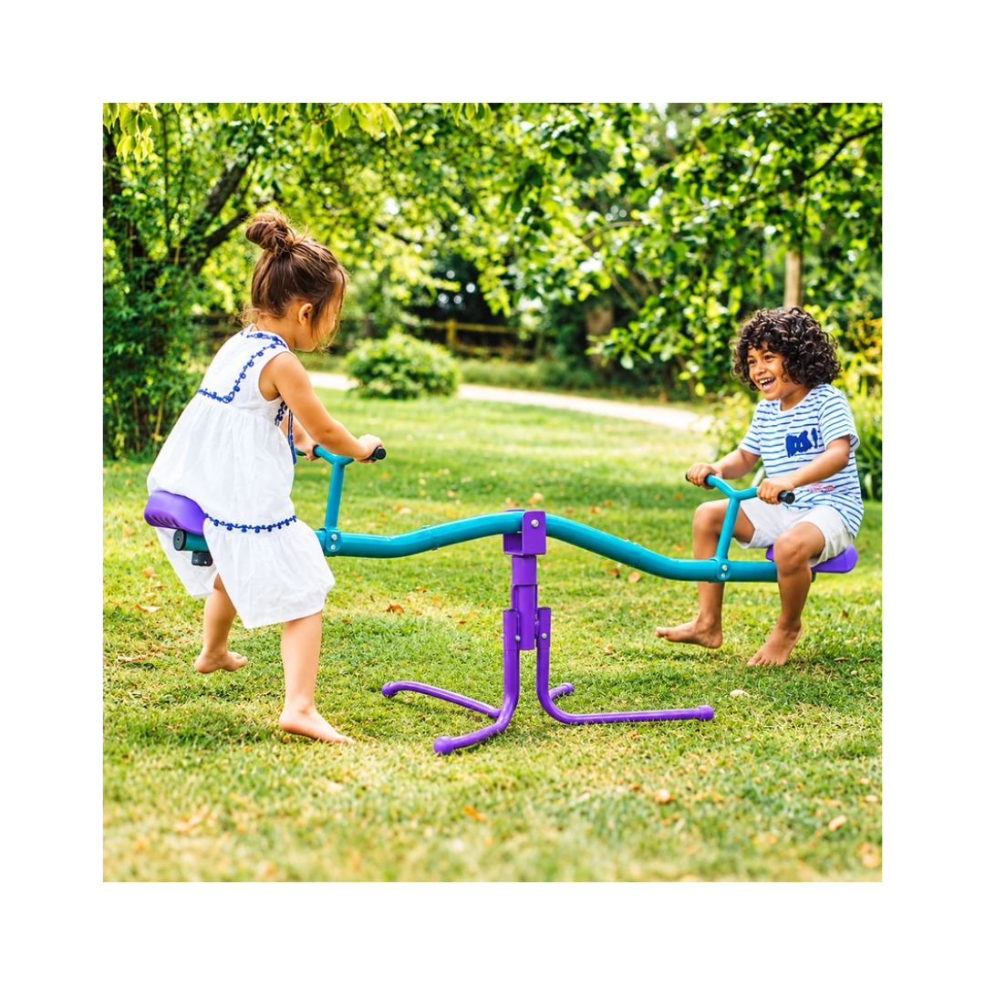 Plum Products Rotating Metal See Saw for Kids 3+ Years – 360° Spin, Blue & Purple