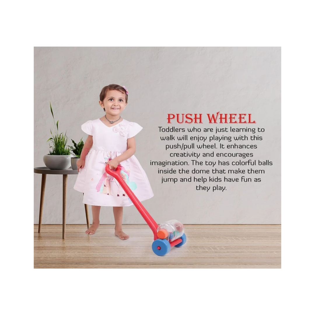 Shooting Star Push Wheel For Kids Push Pull Stick Red 0M+