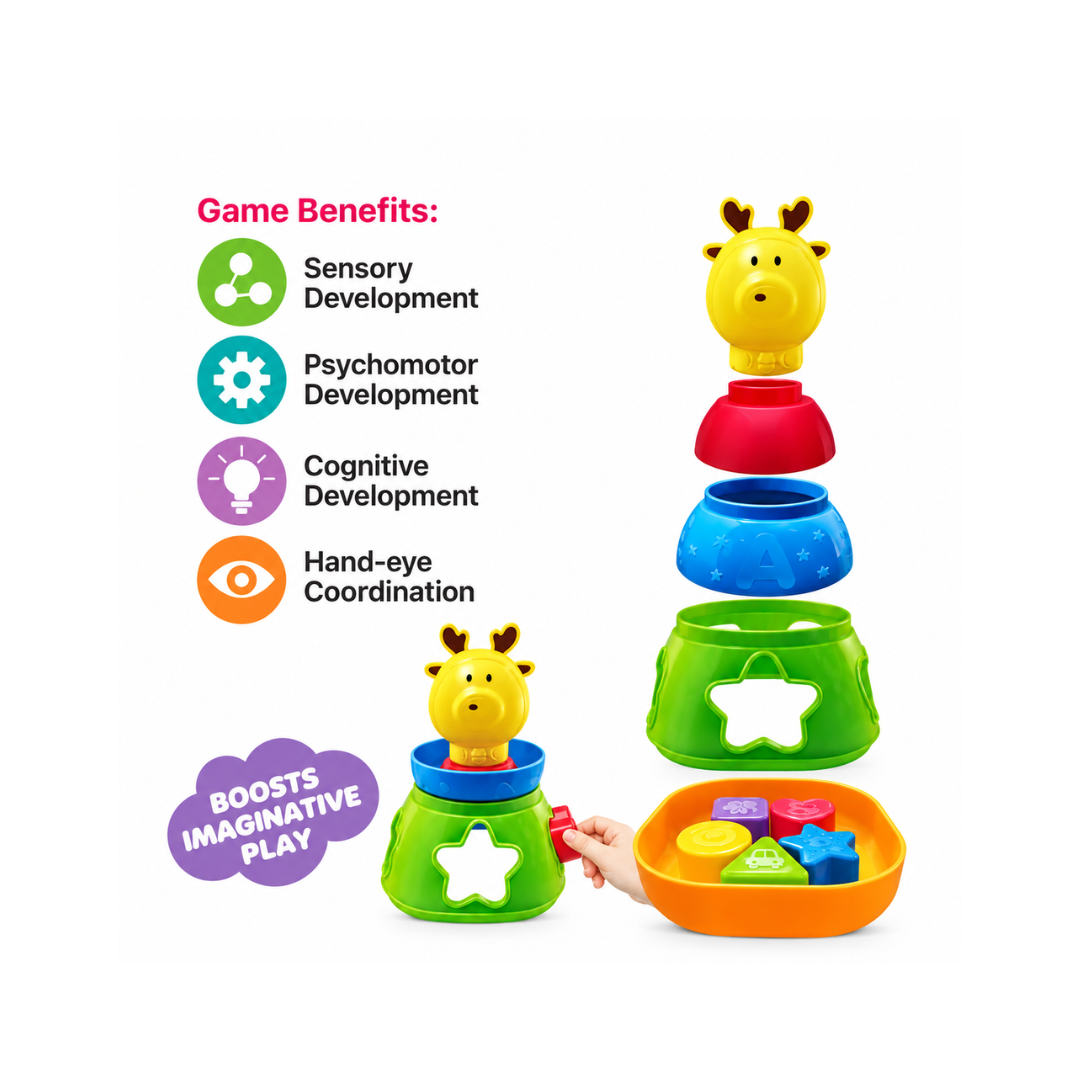 ToyMate Reindeer Stack-N-Sort 2 In 1 Play Set