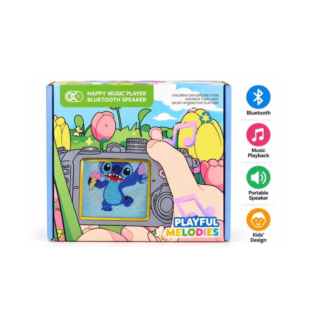 Stitch Happy Music Player Bluetooth Speaker for Kids | Portable Music Player with Built-in Speaker