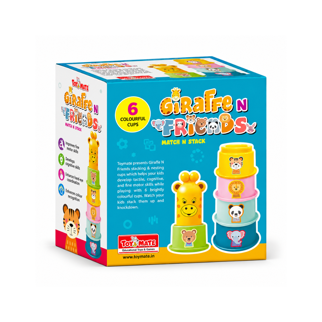 Toymate Giraffe N Friends Game for Toddler Kids - Stacking Cups