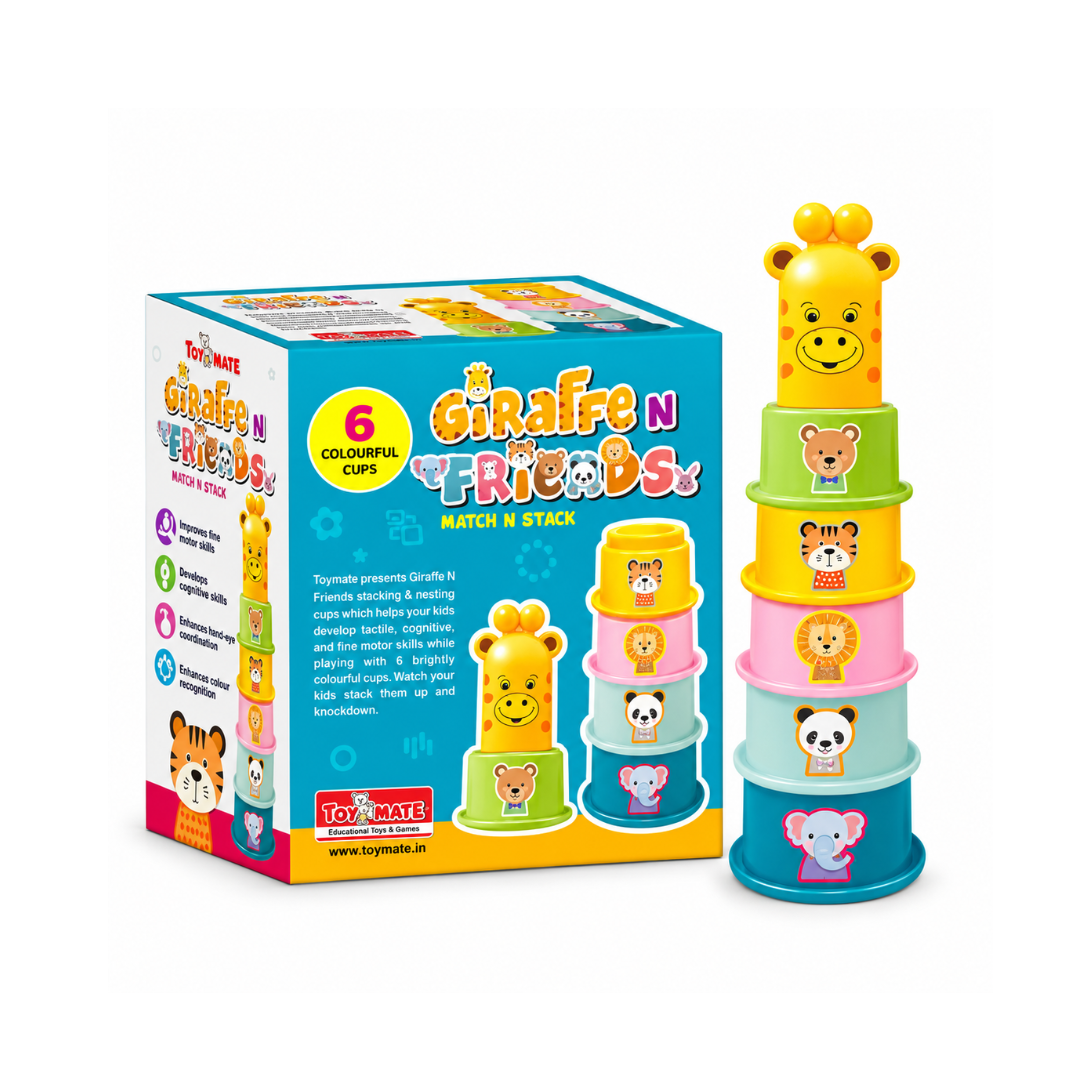 Toymate Giraffe N Friends Game for Toddler Kids - Stacking Cups