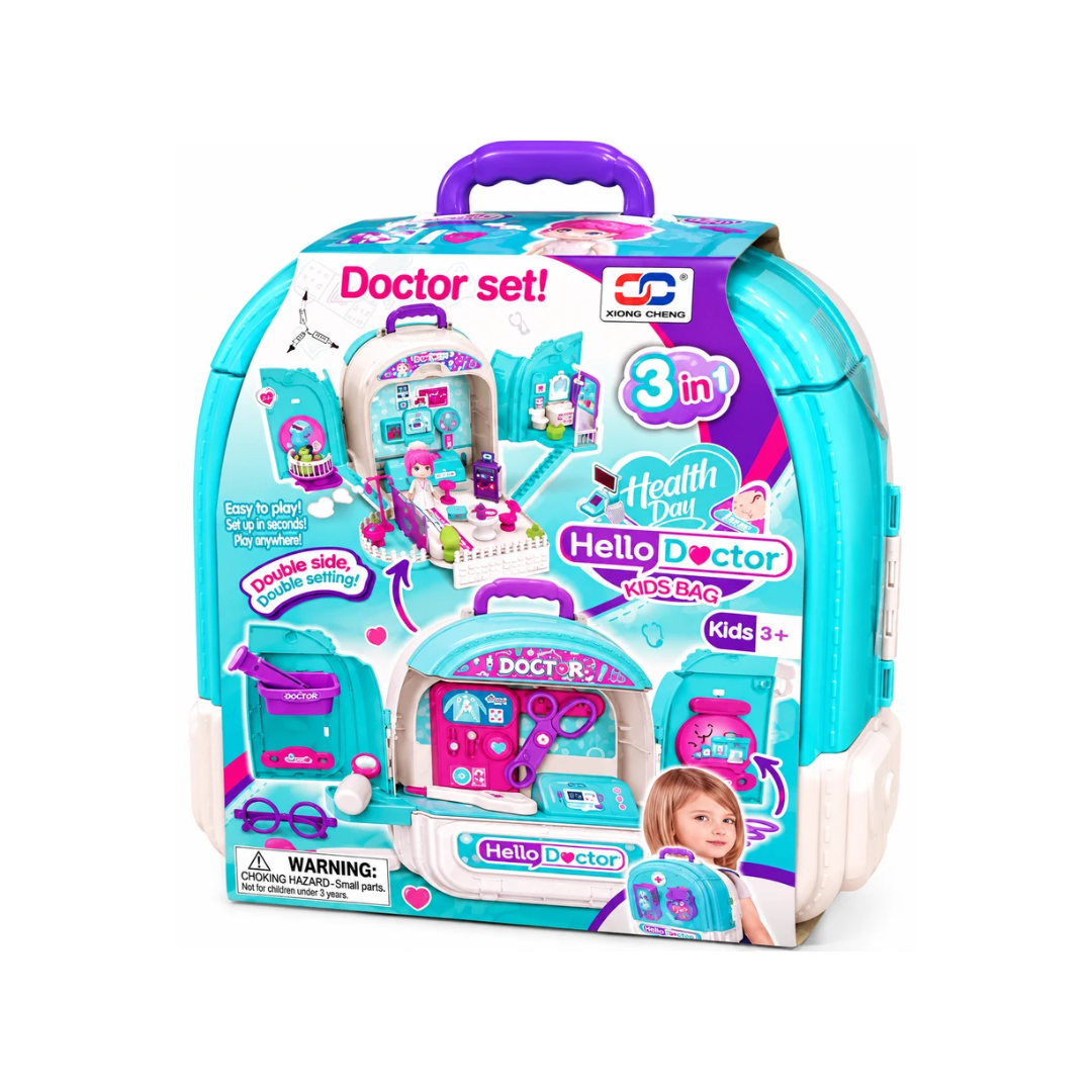 3-in-1 Kids Doctor Play Set Backpack | Portable Medical Kit & Hospital Pretend Play Set | 3+ Years