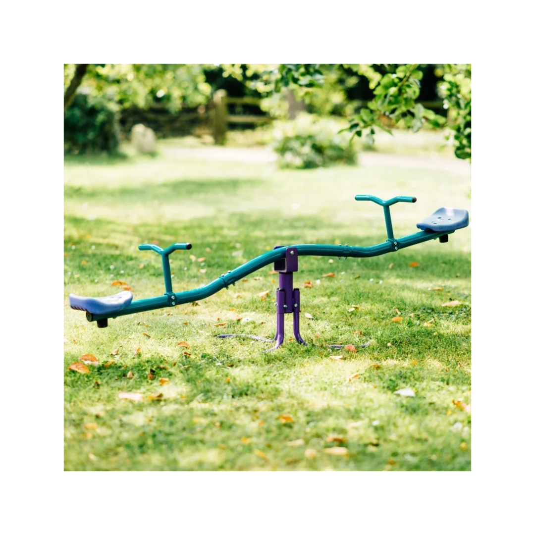 Plum Products Rotating Metal See Saw for Kids 3+ Years – 360° Spin, Blue & Purple