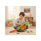 Dino Parking Lot 2-in-1 Transforming Dinosaur Car Carrier Truck Playset with Alloy Cars