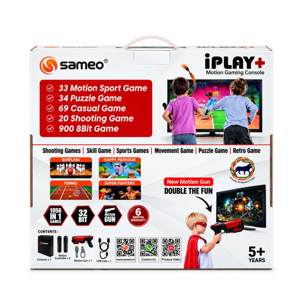 Sameo iPlay+ Motion Gaming Console – 1056 Built-in Games Motion Gun 2 Player | HDMI