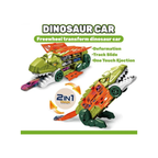 Dino Parking Lot 2-in-1 Transforming Dinosaur Car Carrier Truck Playset with Alloy Cars