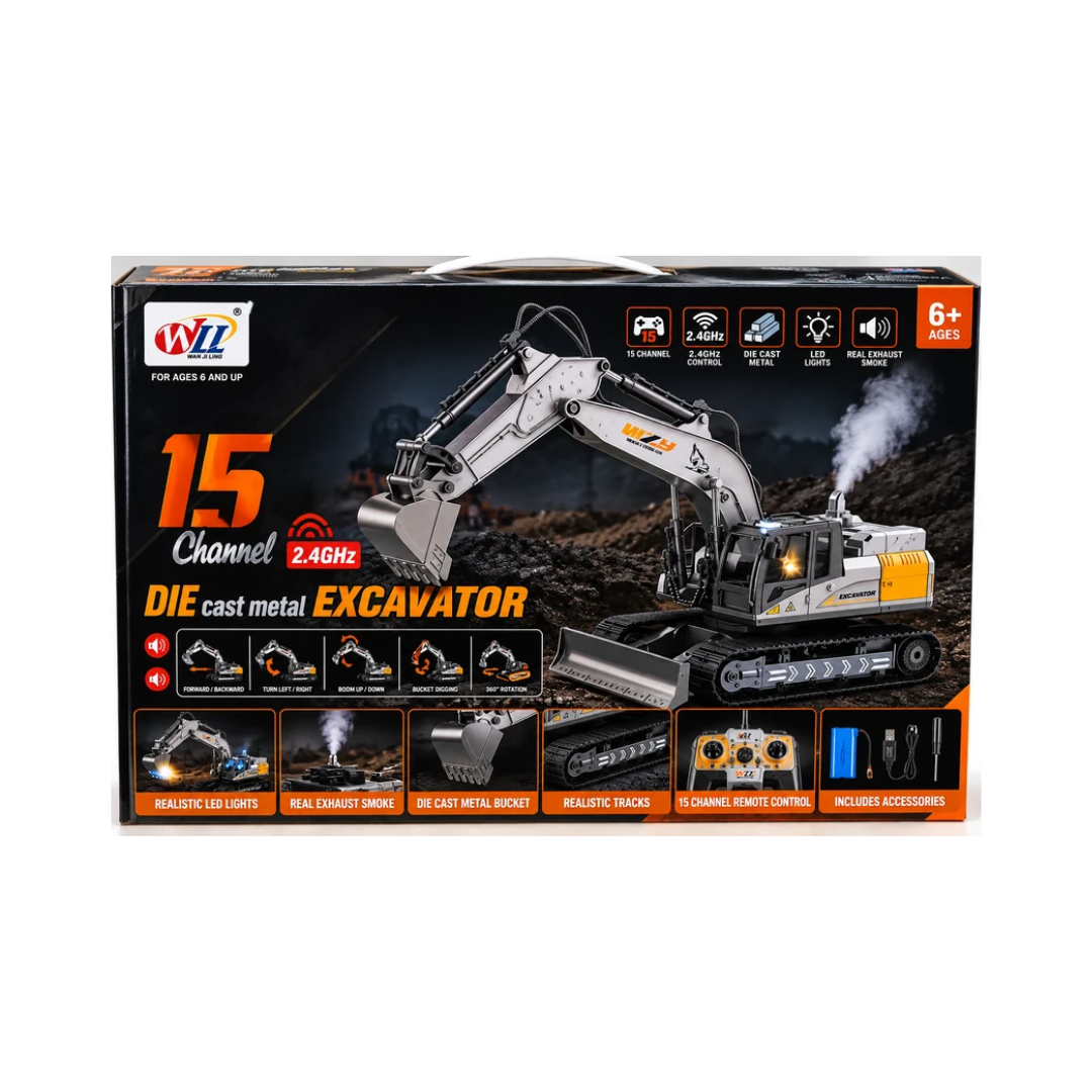 WL 15 Channel 2.4GHz Remote Control Die-Cast Metal Excavator