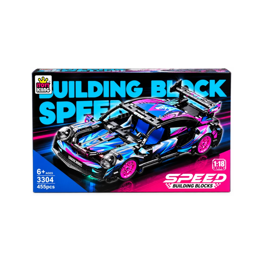 Toy King Speed Building Blocks Sports Car – 455 Pcs, 1:18 Scale