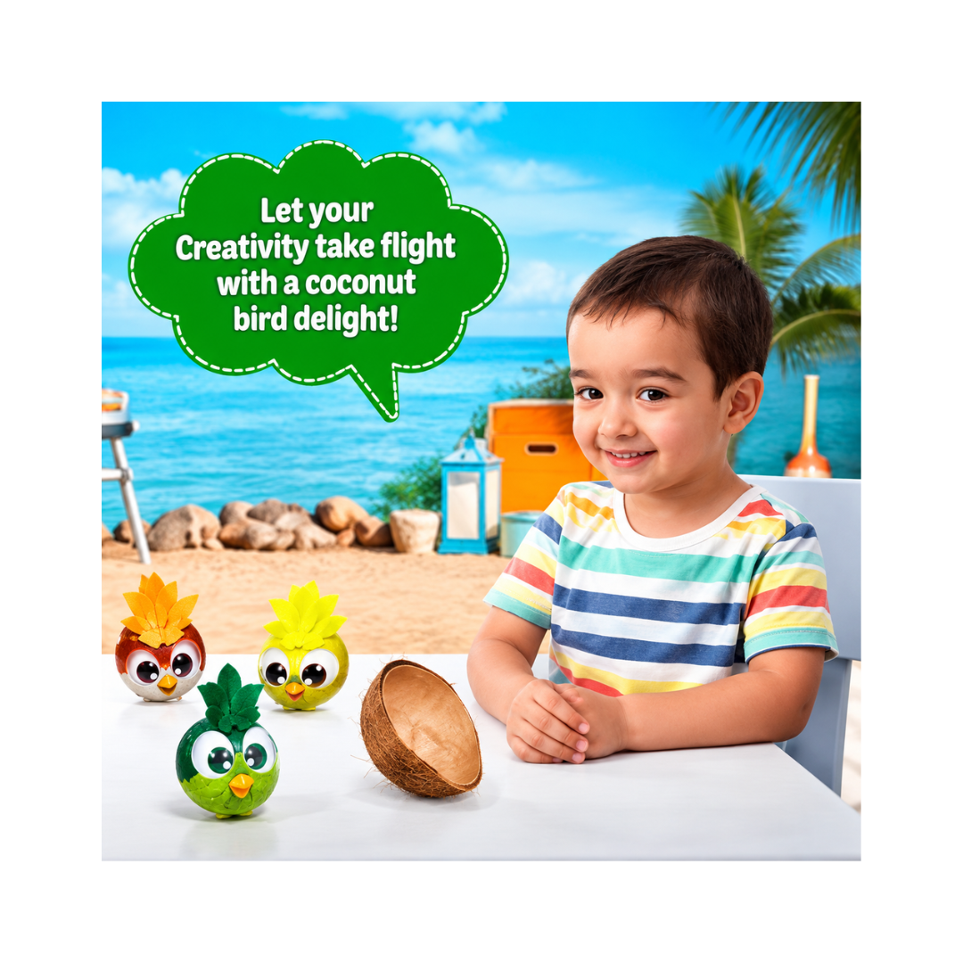 Kreeda Coconut Shells Art & Craft Kit, CocoAngry Birds DIY Creative Activity Kit