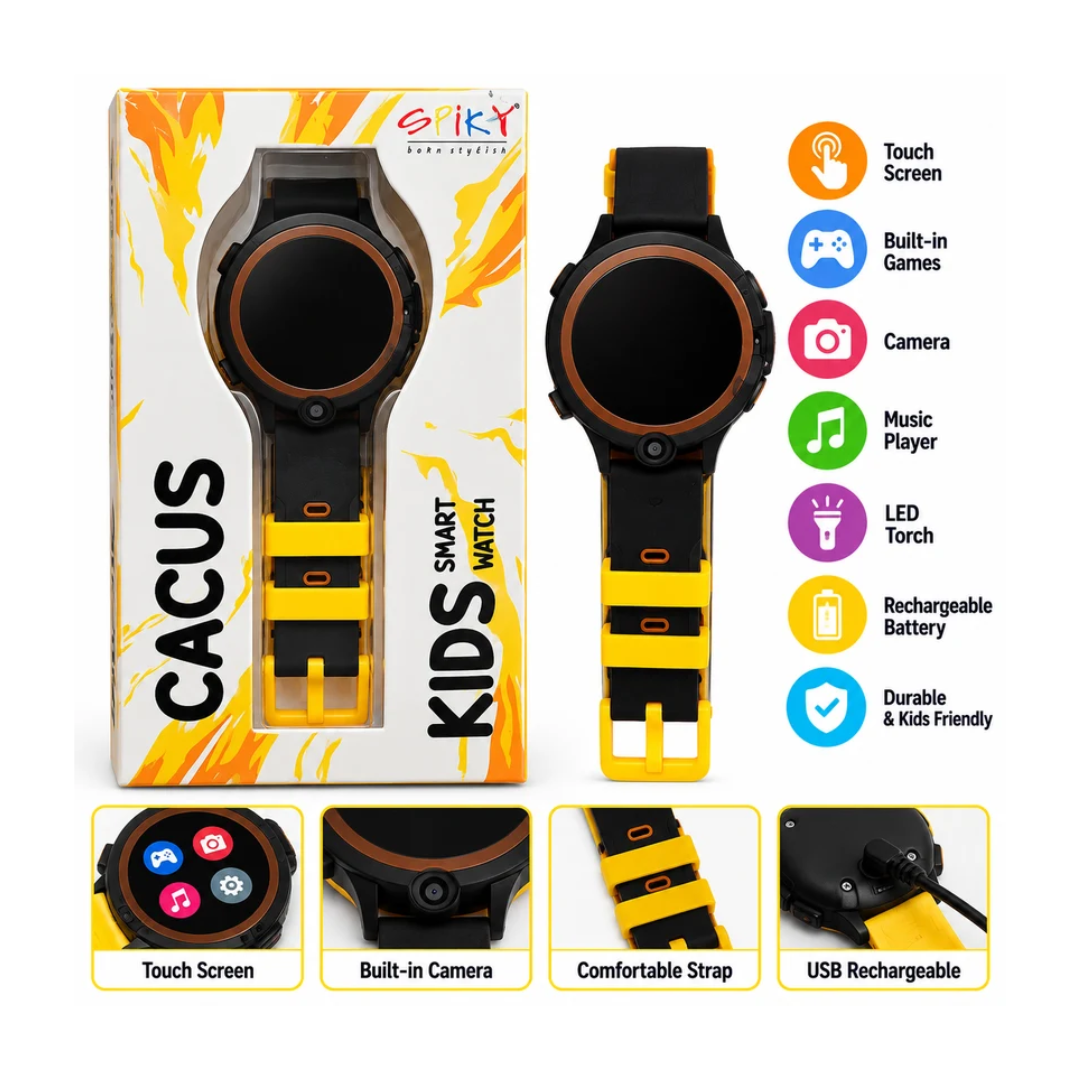 Spiky Cacus 4G Kids Smart Watch | GPS Tracking, Video Calling & SOS Dark Blue