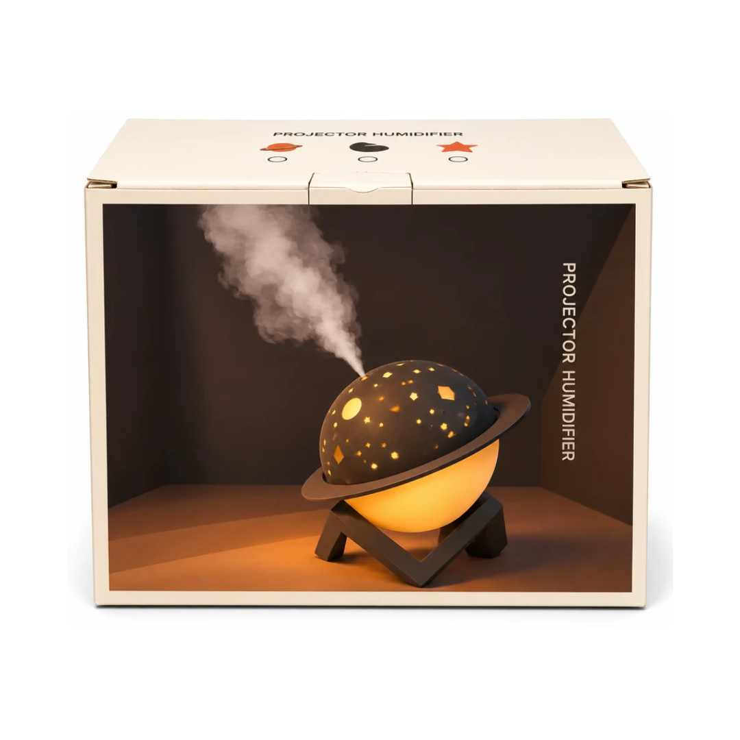 Saturn Planet Projector Humidifier – USB Night Light with Star Projection & Cool Mist