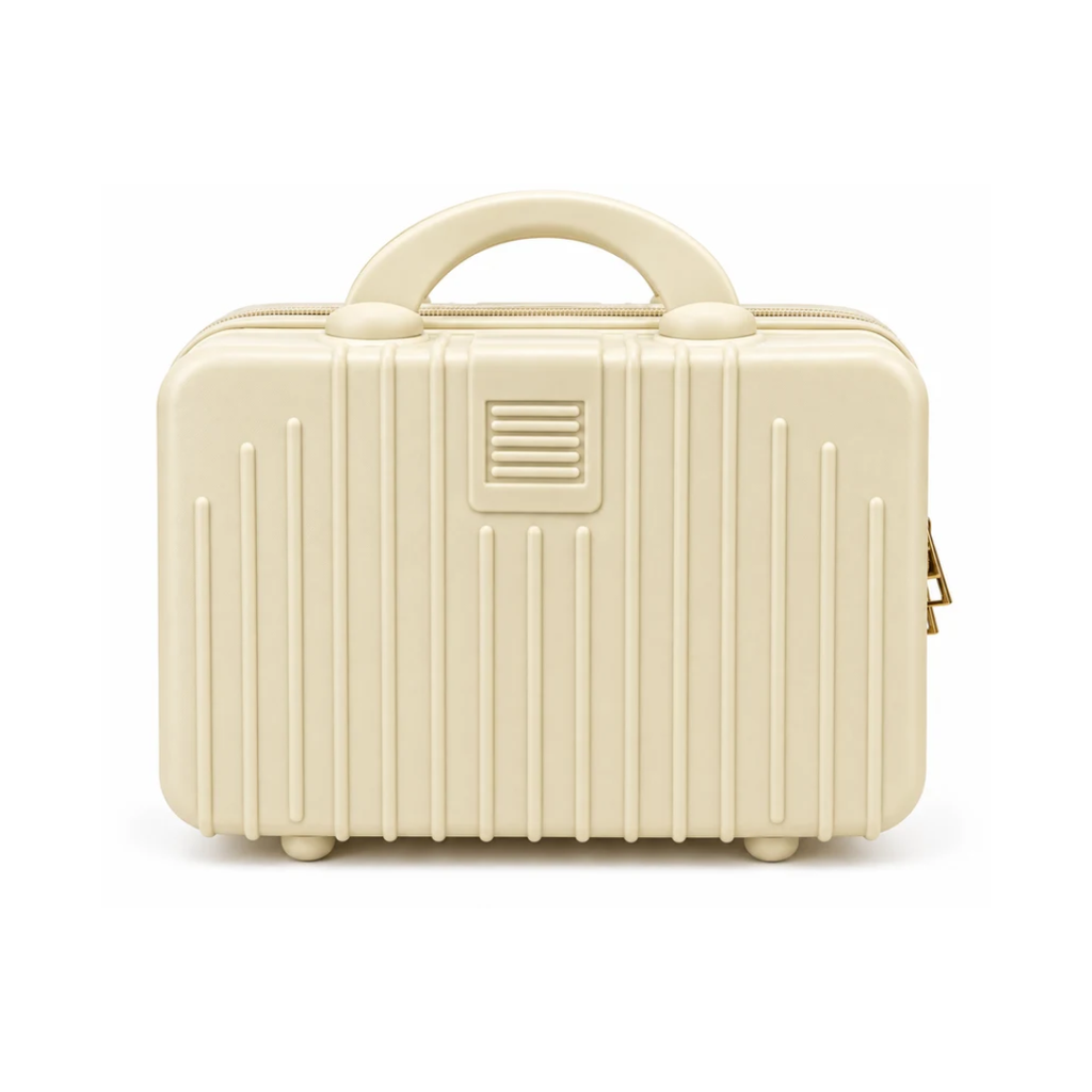 Portable Hard Shell Makeup & Travel Organizer Case with Handle – Cream White (30cm)