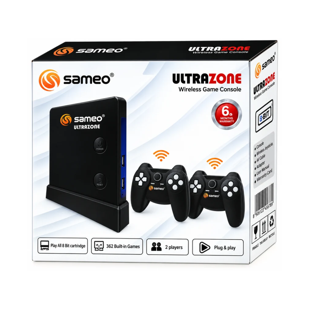 Sameo Ultrazone Wireless Retro Gaming Console – 362 Built-in Games 2 Player Blue
