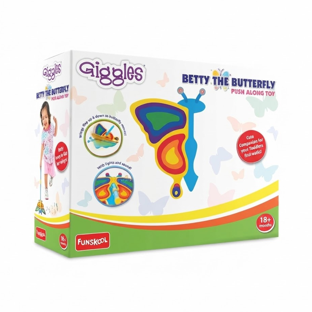 Funskool Giggles - Betty The Butterfly, Push Along Toy, Playful Kids Toy with