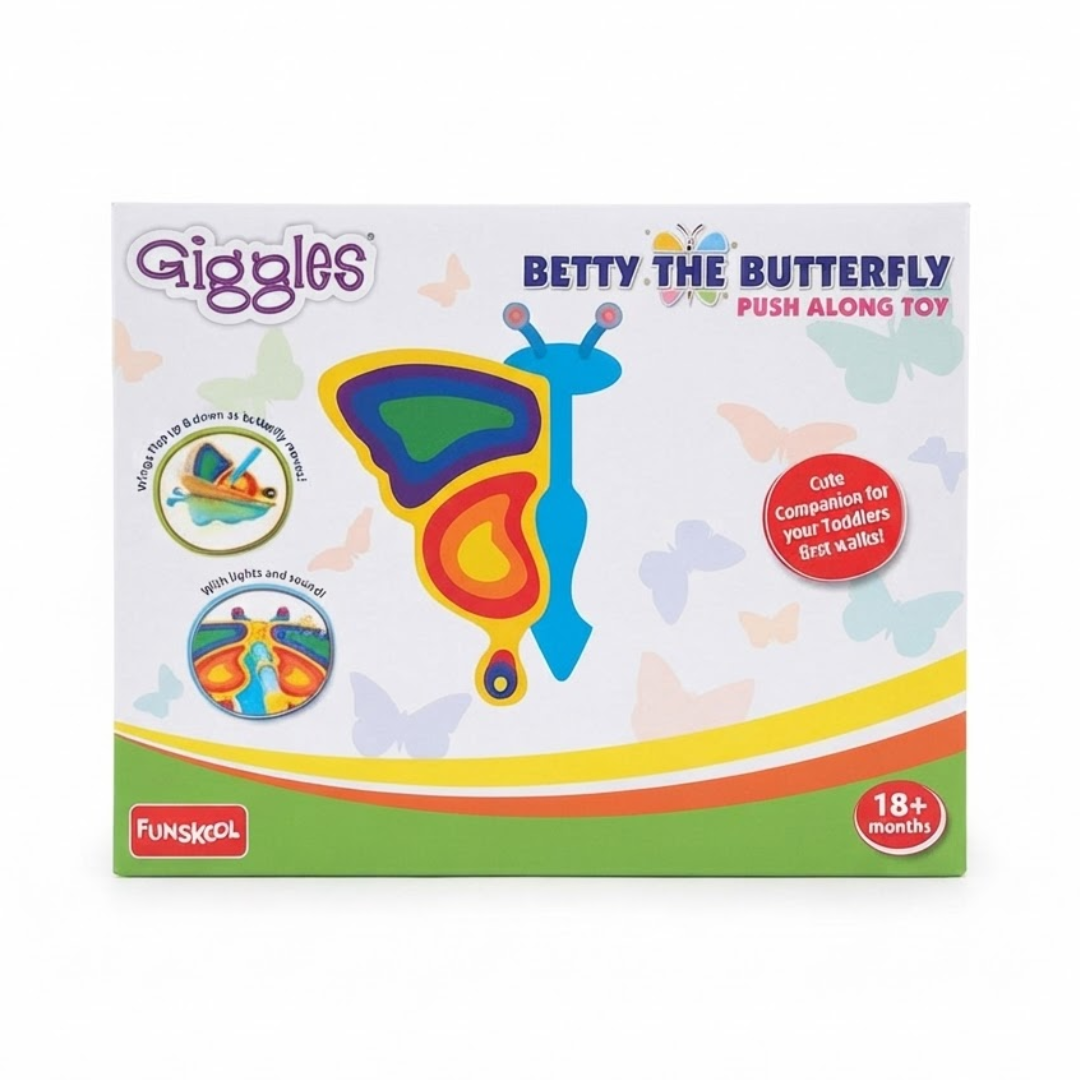 Funskool Giggles - Betty The Butterfly, Push Along Toy, Playful Kids Toy with