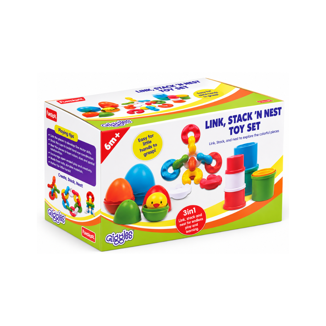 Funskool Giggles Link, Stack ’N Nest Toy Set – 3-in-1 Early Learning Activity Set