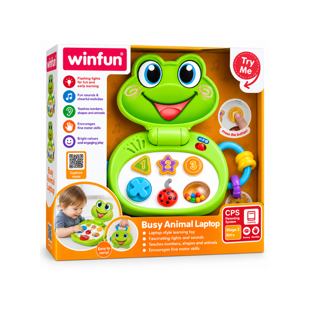 Winfun Busy Animal Laptop – Interactive Frog Learning Toy with Lights & Sounds