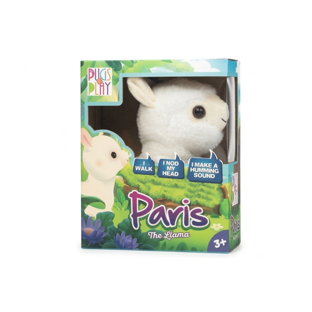 Pugs at Play Paris The Llama – Interactive Walking Plush Toy with Head Movement & Humming Sound | 3+ Years