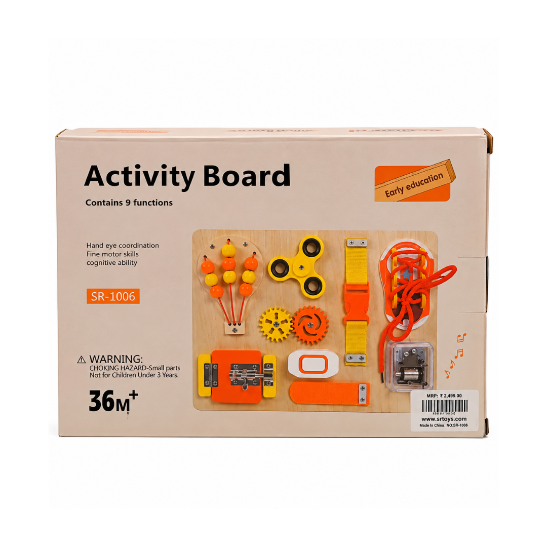 Rainbow Toys Wooden Busy Board Wooden Sensory Toy