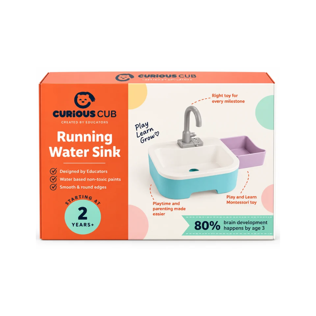 Curious Cub Running Water Sink – Montessori Pretend Play Sink for Kids