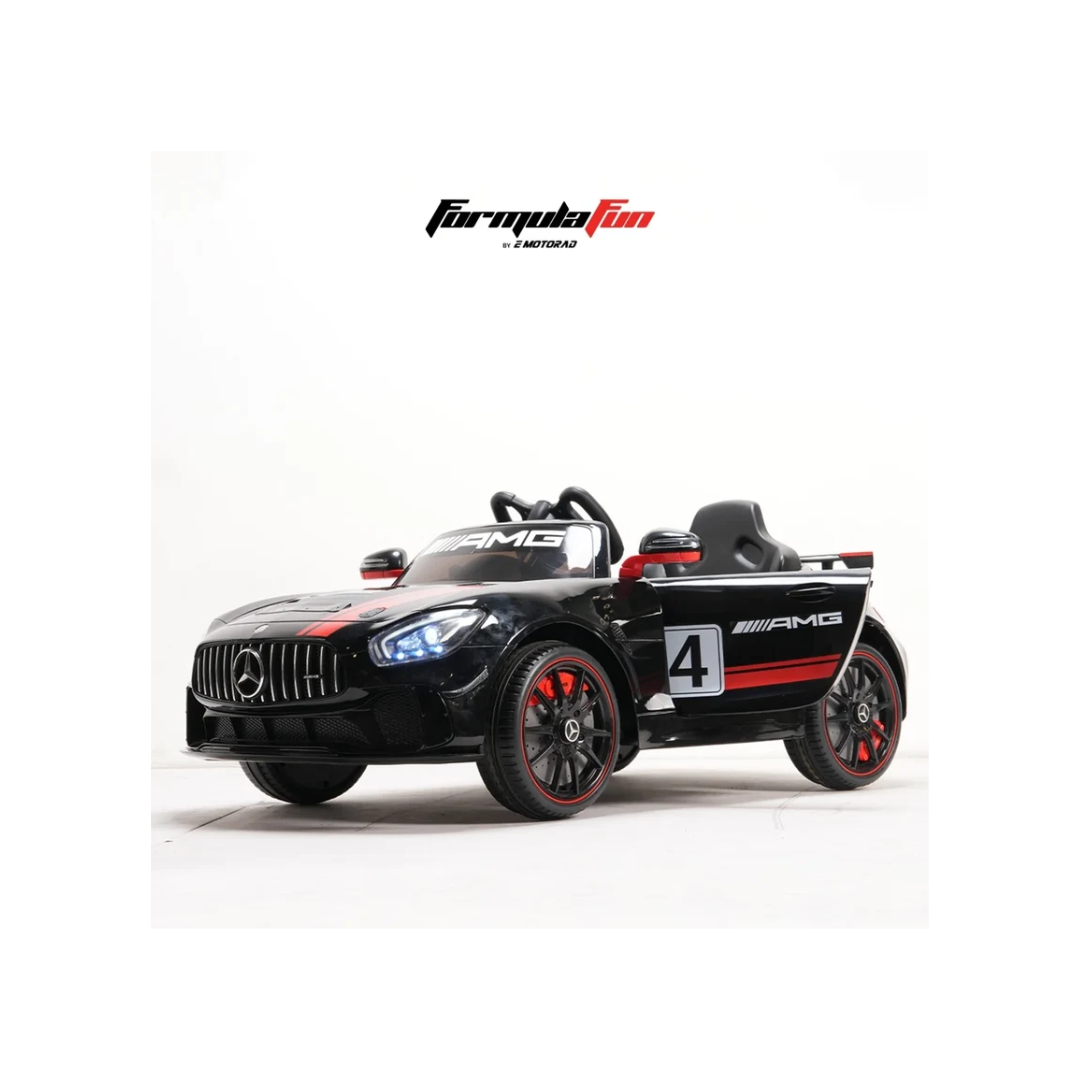 Emotorad Formula Fun Mercedes-AMG GT4 12V Electric Ride-On Car for Kids with Parental Remote – Black & Red, 3–6 Years