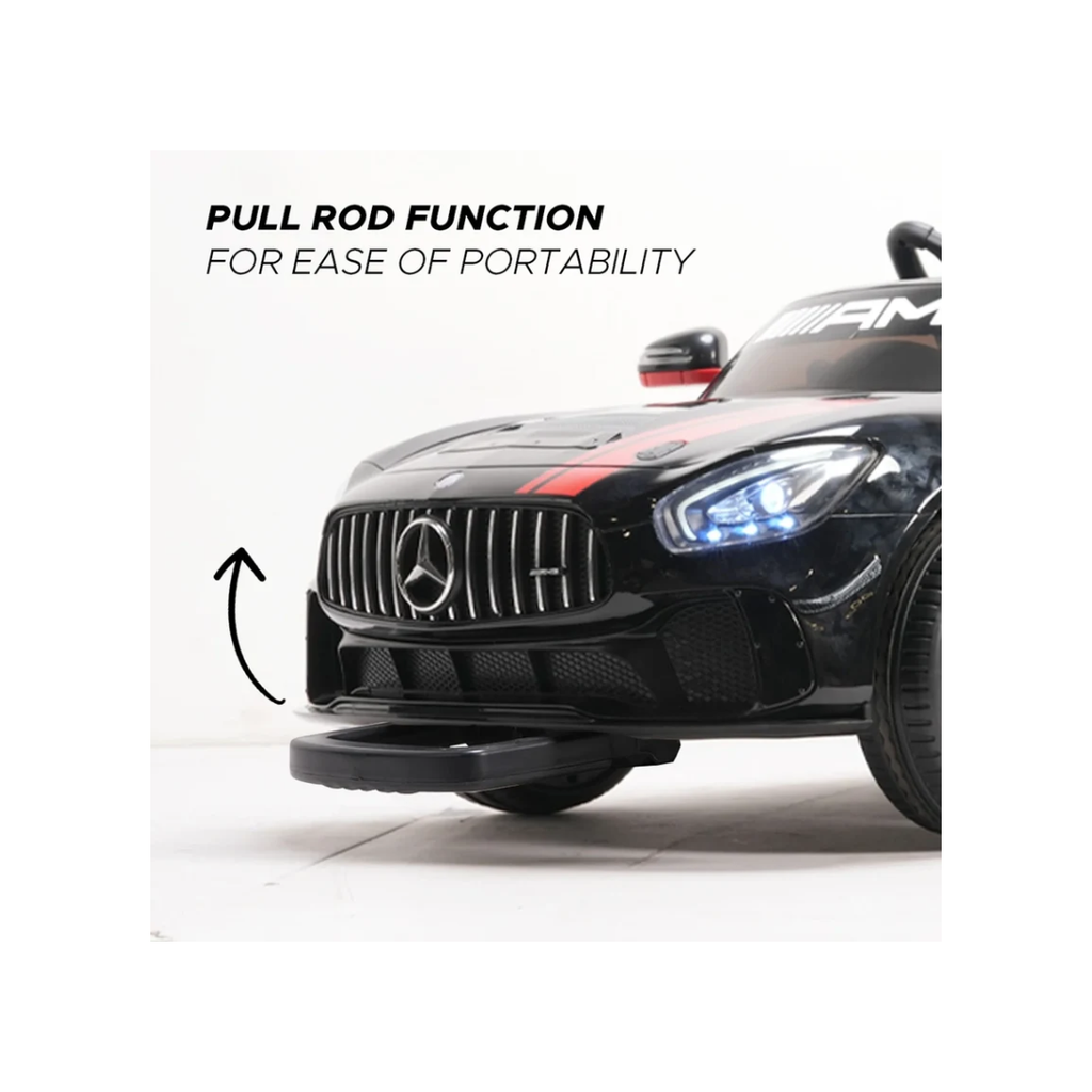 Emotorad Formula Fun Mercedes-AMG GT4 12V Electric Ride-On Car for Kids with Parental Remote – Black & Red, 3–6 Years