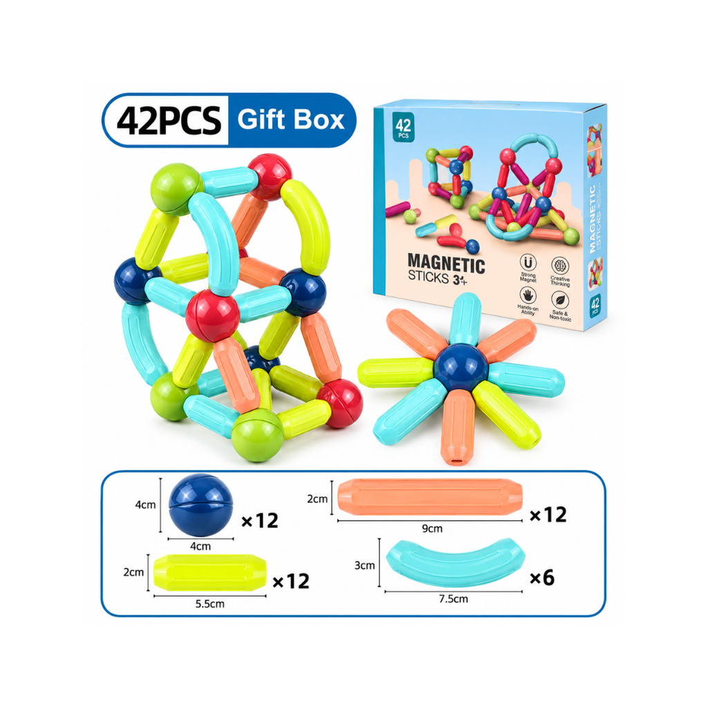 Dige 42 Pcs Colorful Magnetic Blocks Sticks