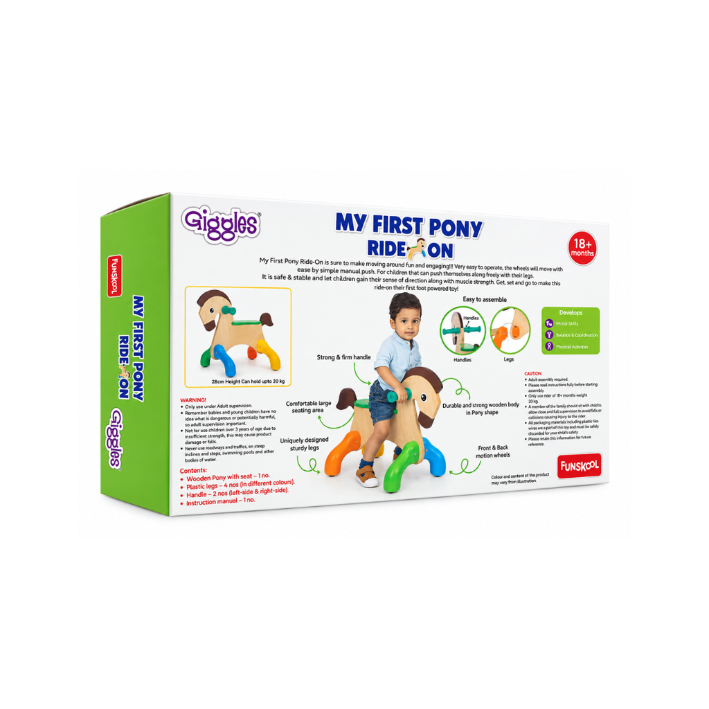 Funskool Giggles My First Pony Ride-On Toy for Kids – 18+ Months