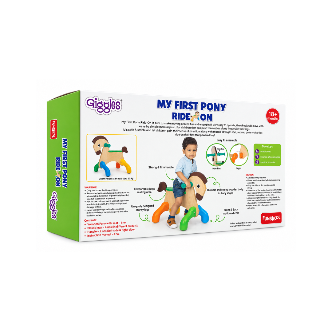 Funskool Giggles My First Pony Ride-On Toy for Kids – 18+ Months