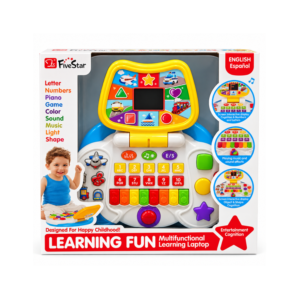 Five Star Interactive Toddler Laptop Educational Bilingual Kids Computer with LCD