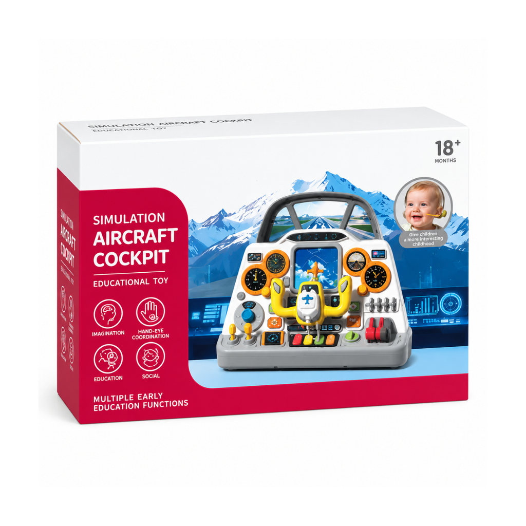 Rainbow Toys Simulation Aircraft Cockpit Busy Board Montessori Pretend Play Toy